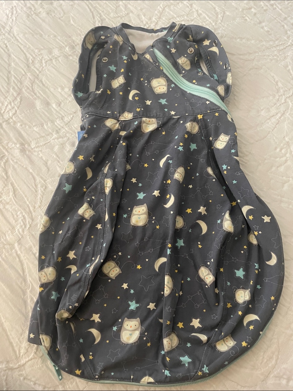 Sleeveless Kids Sleep Sack Pajama in Dark Gray Owl Print